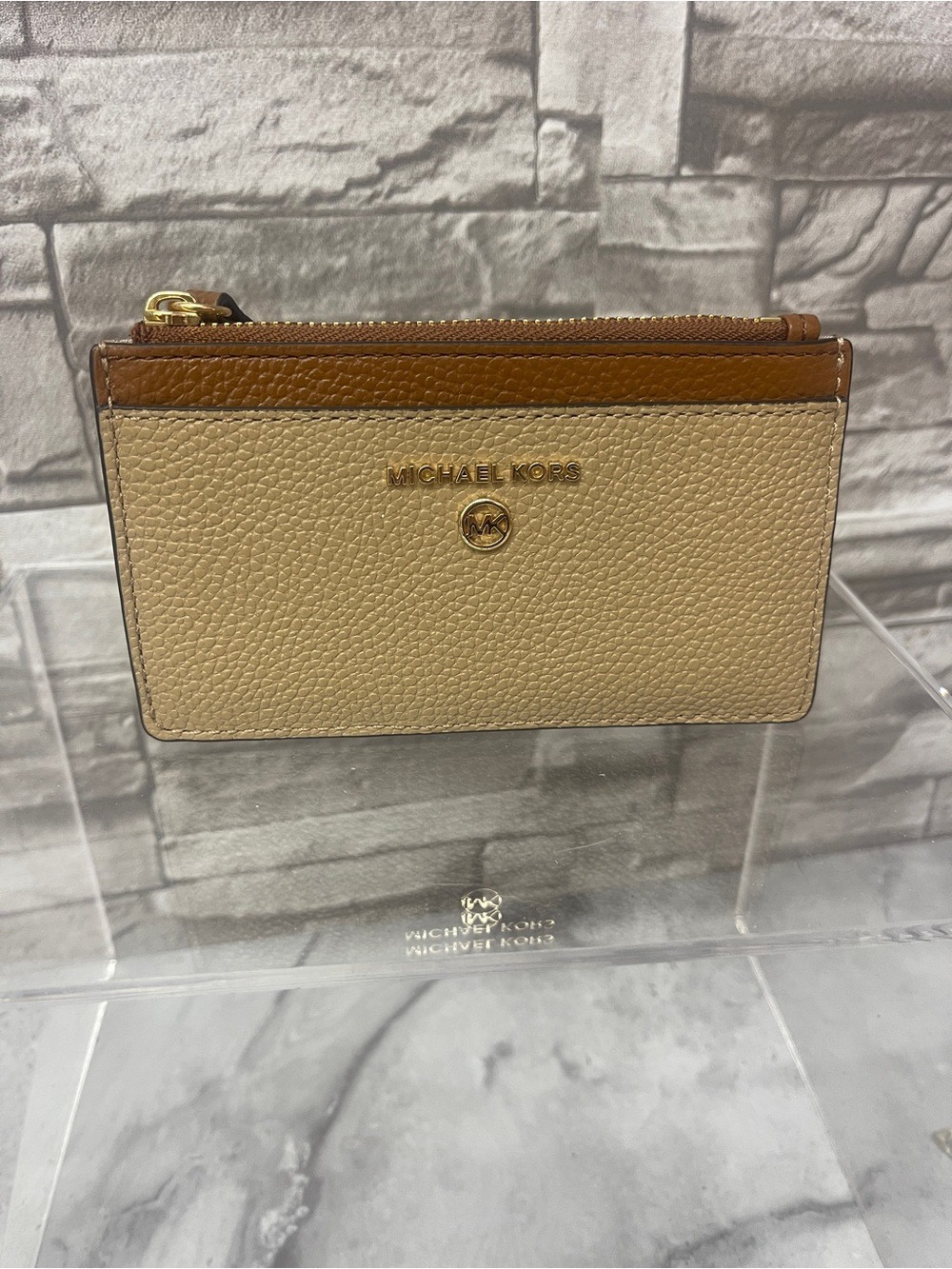 Michael Kors Marilyn Small Colorblock Satchel & Matching Card Case Camel - Picture 12 of 14